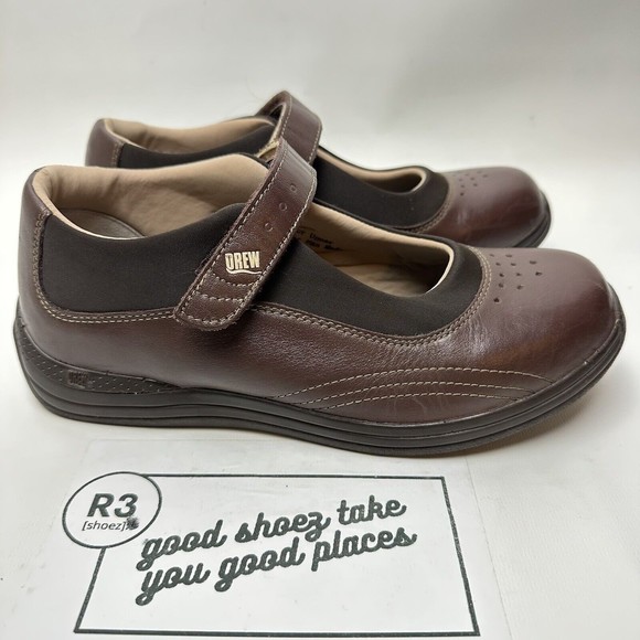 Drew Womens Sz 7 Rose Mary Jane Brown Leather Slip On Clogs Comfort - Picture 1 of 8